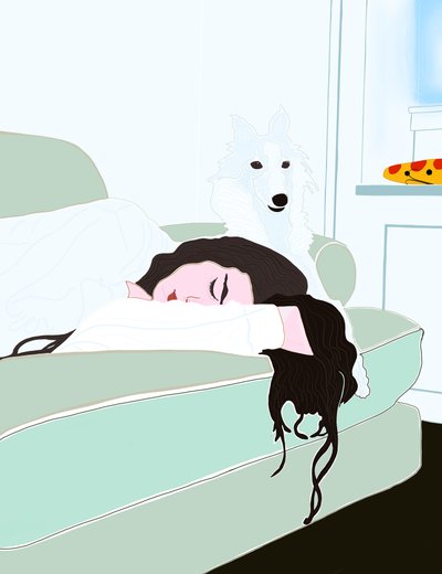 Ava i Minnie drzemią (grafika cyfrowa) autorstwa Evan Sklar