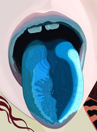 Niebieski język z Popsicle (grafika cyfrowa) autorstwa Evan Sklar