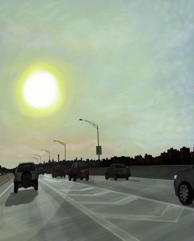 Bruckner Expressway , Brooklyn (grafika cyfrowa) autorstwa Evan Sklar