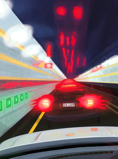 Przejazd tunelem Midtown w nocy (grafika cyfrowa) autorstwa Evan Sklar