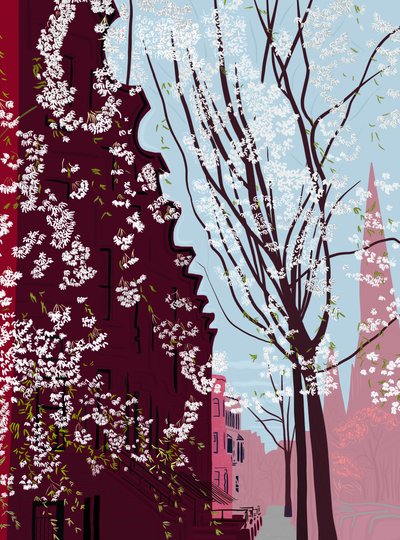 Garfield Place, Spring, Brooklyn, ok. 2020-24 (grafika cyfrowa) autorstwa Evan Sklar