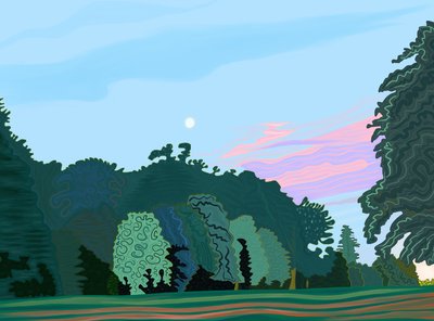 Hyde park o świcie (grafika cyfrowa) autorstwa Evan Sklar