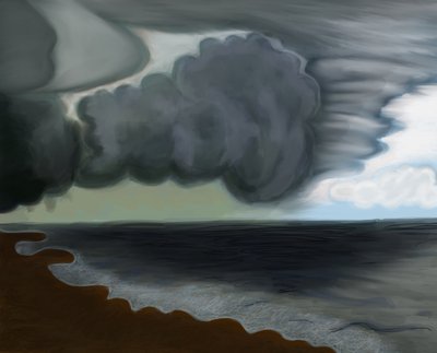 Duża chmura nad oceanem, 2016 (narysowane ręcznie na iPadzie ołówkiem Apple) autorstwa Evan Sklar