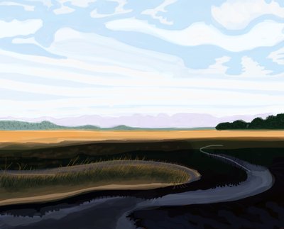 Low Country, 2016 (narysowane ręcznie na iPadzie ołówkiem Apple) autorstwa Evan Sklar