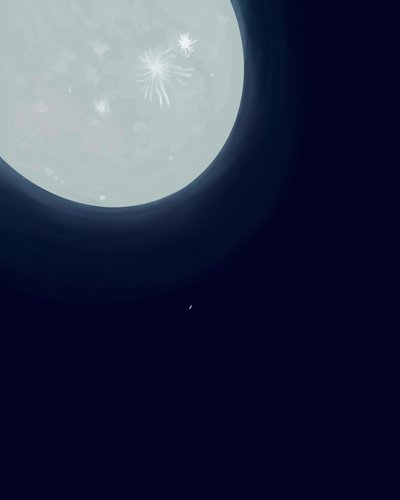 Księżyc i Saturn, ok. 2020-24 (grafika cyfrowa) autorstwa Evan Sklar