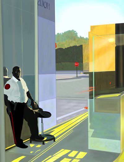 Ochroniarz, Kennedy Center, Waszyngton DC (grafika cyfrowa) autorstwa Evan Sklar