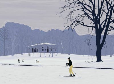 Narciarz, Prospect Park, Brooklyn (grafika cyfrowa) autorstwa Evan Sklar
