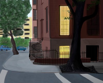 Willow i Middagh Street, 2016 (narysowane ręcznie na iPadzie ołówkiem Apple) autorstwa Evan Sklar