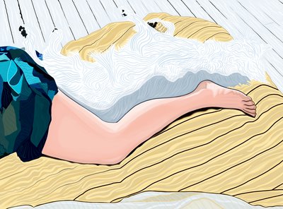 Kobieta i pies drzemiący (grafika cyfrowa) autorstwa Evan Sklar