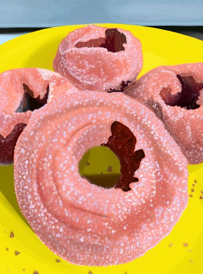 Pączki z cynamonem i cukrem (grafika cyfrowa) autorstwa Evan Sklar