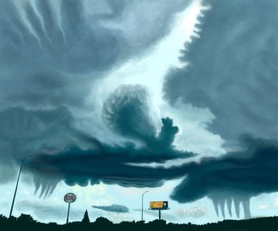 Chmury na autostradzie (obraz) autorstwa Evan Sklar