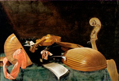 Martwa natura z instrumentami muzycznymi autorstwa Evaristo Baschenis