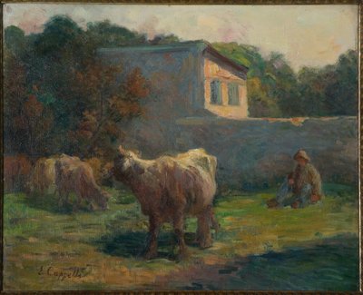 Krowy wypasane (olej na płótnie) autorstwa Evaristo Cappelli