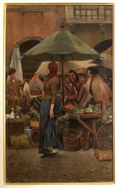Piazza delle Erbe 1892 (olej na płótnie) autorstwa Evaristo Cappelli
