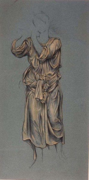 Studium draperii do postaci wiecznej młodości z „Klepsydry”, ok. 1904-5 (kreda na papierze) (detal z 28828) autorstwa Evelyn De Morgan