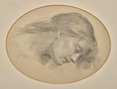 Studium promieni księżyca zanurzających się w morzu (ołówek) autorstwa Evelyn De Morgan
