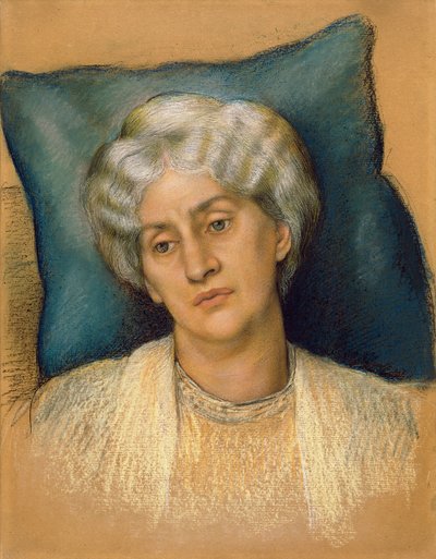 Studium do „Klepsydry”: portret pani William Morris. c.1904-05 (pastel na papierze) (badanie z 28828) autorstwa Evelyn De Morgan