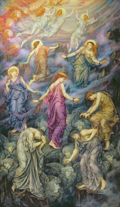 Królestwo niebieskie cierpi przemoc (olej na płótnie) autorstwa Evelyn De Morgan