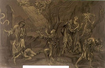 Dolina Cieni, ok. 1899 (pastel, kreda na papierze) autorstwa Evelyn De Morgan