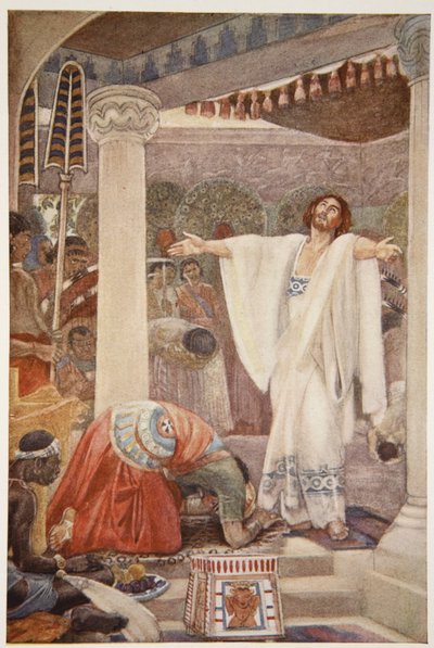 Daniel interpretuje sen Nabuchodonozora, ilustracja z „Mity i legendy Babilonii i Asyrii” Lewisa Spence