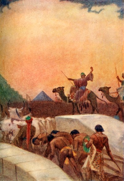 „Wożenie bloków kamiennych na piramidy”, 1915. autorstwa Evelyn Paul