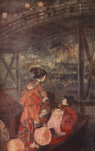 Bitwa na świetliki, ilustracja z „The Myths and Legends of Japan” F. Hadlanda Davisa autorstwa Evelyn Paul