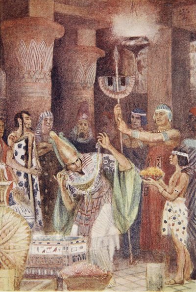Komnata skarbów Rampsinitów, ilustracja z „Mity o starożytnym Egipcie” Lewisa Spence
