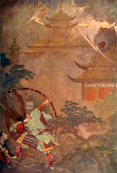„Yorimasa zabija wampira”, 1912. autorstwa Evelyn Paul