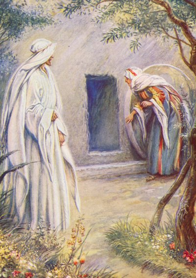 Maryja znów widzi Jezusa (kolorowa litografia) autorstwa Evelyn Stuart Hardy