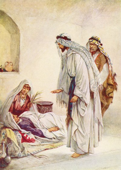 Matka żony Piotra uzdrowiona (kolorowa litografia) autorstwa Evelyn Stuart Hardy