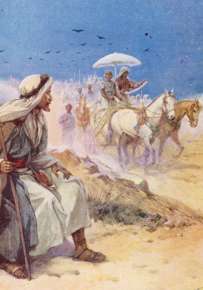 Filip i Etiopczyk (kolorowa litografia) autorstwa Evelyn Stuart Hardy