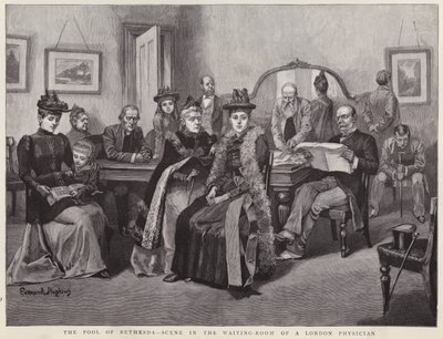 Basen Bethesdy - scena w poczekalni londyńskiego lekarza (lito) autorstwa Everard Hopkins