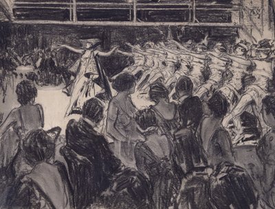 Scena kabaretowa (węgiel na przygotowanym papierze) autorstwa Everett Shinn