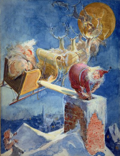 Noc przed Bożym Narodzeniem (akwarela i tusz na papierze) autorstwa Everett Shinn