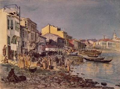 Rosyjscy żołnierze na nabrzeżu w San Stefano, 1878 autorstwa Evgeni Kirillovich Makarov