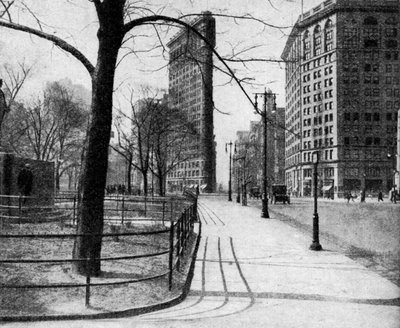 Flatiron Building i Madison Square, Nowy Jork, USA, ok. 1930 autorstwa Ewing Galloway