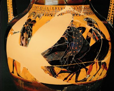 Scena walki. Amfora z czarnymi figurami, taka sama jak 10-03-03/48 ... autorstwa Exekias Exekias