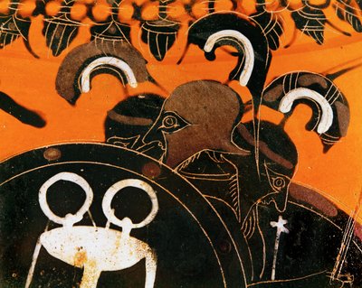Trzygłowy olbrzym Geryon, którego bydło Herakles ukradł ... autorstwa Exekias Exekias