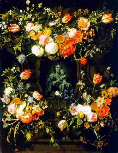 Madonna Otoczona Kwiatami, 1662 autorstwa Eykens or Ijkens Ykens
