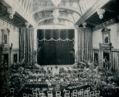 Komnata Waterloo, Zamek Windsor, przystosowany jako teatr dla sztuk państwowych z 1891 r., c1891,1901 autorstwa Eyre and Spottiswoode