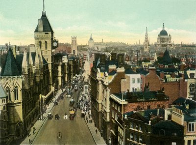 Widok z St. Clement Danes pokazujący sądy sądowe, ok. 1900. autorstwa Eyre and Spottiswoode