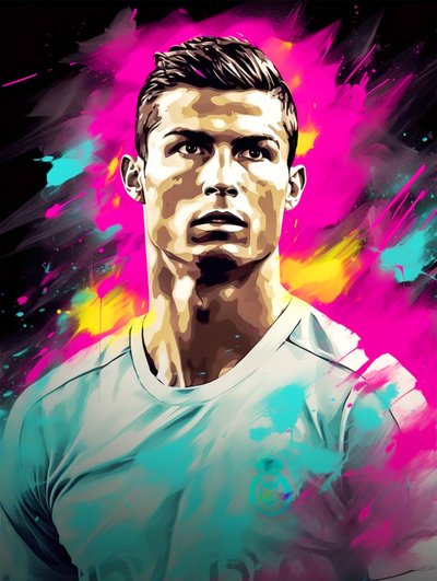 Abstrakcyjny obraz akrylowy, Cristiano Ronaldo na płótnie, grafika ścienna autorstwa F. Abderrahim