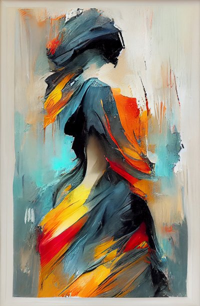 Abstrakcyjny impresjonistyczny obraz olejny przedstawiający tańczącą kobietę, Canvas Prints autorstwa F. Abderrahim
