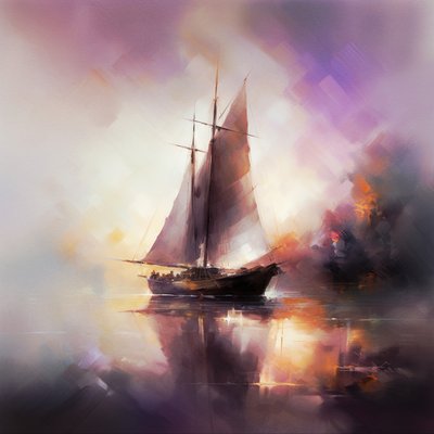 Abstrakcyjny obraz żaglówki w Seascape, Wall Art | Canvas Prints autorstwa F. Abderrahim