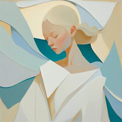Portret blondynki, inspirowany słynnymi obrazami, grafika ścienna autorstwa F. Abderrahim