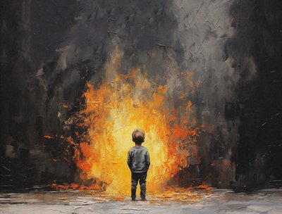 Minimalistyczny obraz pędzlem impasto, Niewinny portret, grafika ścienna autorstwa F. Abderrahim