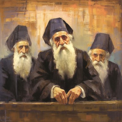 Obraz portretowy starszyzny zakonnej duchowieństwa, grafika na płótnie autorstwa F. Abderrahim