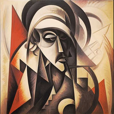 Abstrakcyjny projekt Portugalii w figuratywnych twarzach w stylu kubizmu, sztuka ścienna | Obrazy na płótnie autorstwa F. Abderrahim
