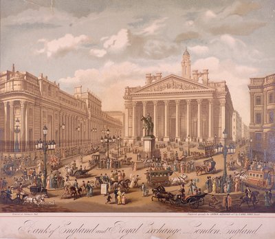 Bank Anglii i Royal Exchange, Londyn, c1860 autorstwa F Appel