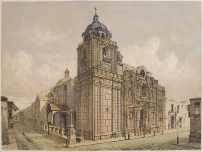 Kościół La Merced, Lima, ilustracja z "Geografii Peru" autorstwa Mariano, Felipe Paz Soldan (1821-86) tablica XXV, 1863 autorstwa F. Delamare